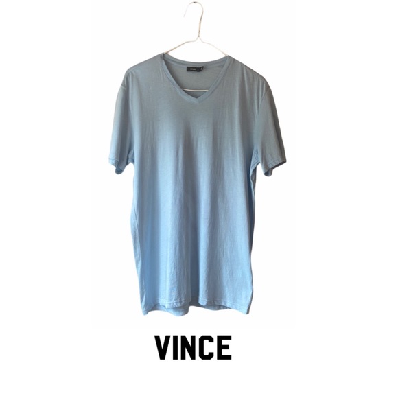 Vince Other - Vince V-Neck Tee Light Blue Cotton SZ Small Essential Casual Short Sleeve